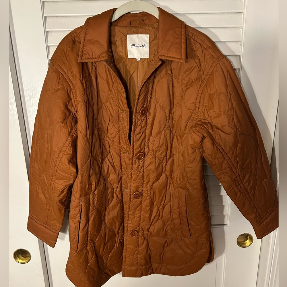 Madewell Women’s Air Puff Quilted Shacket Warm Coffee Rust Orange XS